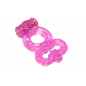 Розовое эрекционное кольцо Rings Treadle с подхватом - Lola Games - в Сочи купить с доставкой