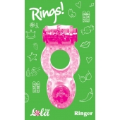 Розовое эрекционное кольцо с вибрацией Rings Ringer - Lola Games - в Сочи купить с доставкой