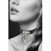 Черный чокер с двумя кольцами - Bijoux Pour Toi - купить с доставкой в Сочи