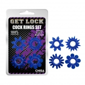 Набор из 4 синих колец Get Lock - Chisa - в Сочи купить с доставкой