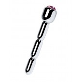 Серебристый уретральный плаг со стразом - 7 см. - ToyFa - купить с доставкой в Сочи