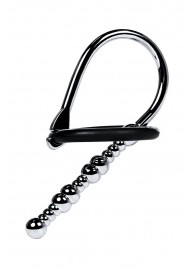 Серебристый уретральный плаг-бусины TOYFA Metal с мягким фиксириющим кольцом - ToyFa - купить с доставкой в Сочи