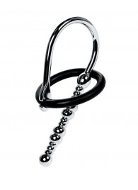 Серебристый уретральный плаг-бусины TOYFA Metal с мягким фиксириющим кольцом - ToyFa - купить с доставкой в Сочи