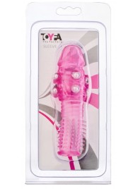 Стимулирующая розовая насадка с шишечками и шипами - 13,5 см. - Toyfa Basic - в Сочи купить с доставкой