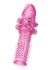 Стимулирующая розовая насадка с шишечками и шипами - 13,5 см. - Toyfa Basic - в Сочи купить с доставкой