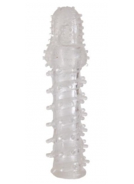 Прозрачная, закрытая насадка с шипами и точками - 13,5 см. - Toyfa Basic - в Сочи купить с доставкой