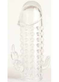 Гелевая прозрачная насадка с 2 отростками - 13 см. - Toyfa Basic - в Сочи купить с доставкой