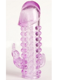 Закрытая фиолетовая насадка с 2 отростками - 13 см. - Toyfa Basic - в Сочи купить с доставкой