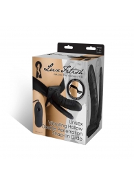 Полый страпон с двумя отростками и вибрацией Unisex Vibrating Hollow Strap-On Double Penetrating Dildo - 17,8 см. - Lux Fetish - купить с доставкой в Сочи