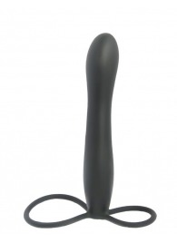 Черная насадка на пенис для двойной стимуляции Mojo BlackJack - 15 см. - Seven Creations - в Сочи купить с доставкой