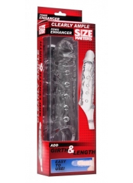 Прозразная закрытая насадка на пенис с поддержкой мошонки Clearly Ample Penis Enhancer - 22 см. - XR Brands - в Сочи купить с доставкой