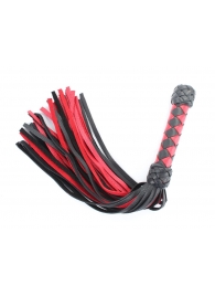 Черно-красная клеть с плетеной ручкой с ромбовидным узором - 45 см. - БДСМ Арсенал - купить с доставкой в Сочи