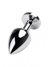 Серебристая коническая анальная пробка с красным кристаллом - 8 см. - ToyFa - купить с доставкой в Сочи