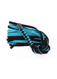 Черно-голубая замшевая плеть с ромбами на ручке - 58 см. - БДСМ Арсенал - купить с доставкой в Сочи