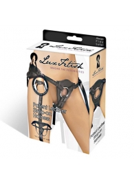 Черные трусики для страпона из патентованной кожи - Lux Fetish - купить с доставкой в Сочи