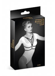 Черная упряжь на грудь Laura - Bijoux Pour Toi - купить с доставкой в Сочи