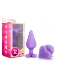 Фиолетовая анальная пробка Naughty Candy Heart Do Me Now - 8,9 см. - Blush Novelties - купить с доставкой в Сочи