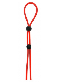 Красное лассо на пенис с двумя бусинами STRETCHY LASSO CAGE - Dream Toys - в Сочи купить с доставкой