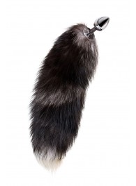 Серебристая металлическая анальная втулка с хвостом чернобурой лисы - размер S - ToyFa - купить с доставкой в Сочи