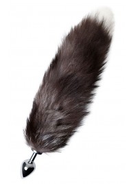 Серебристая металлическая анальная втулка с хвостом чернобурой лисы - размер S - ToyFa - купить с доставкой в Сочи