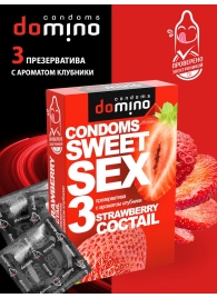 Презервативы для орального секса DOMINO Sweet Sex с ароматом клубничного коктейля  - 3 шт. - Domino - купить с доставкой в Сочи