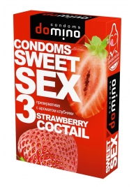 Презервативы для орального секса DOMINO Sweet Sex с ароматом клубничного коктейля  - 3 шт. - Domino - купить с доставкой в Сочи