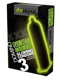 Презервативы DOMINO Neon Green со светящимся в темноте кончиком - 3 шт. - Domino - купить с доставкой в Сочи