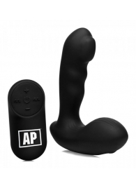 Черный стимулятор простаты Alpha-Pro 7X P-Milker Silicone Prostate Stimulator with Milking Bead - XR Brands - в Сочи купить с доставкой