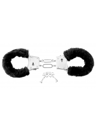 Меховые чёрные наручники Beginner s Furry Cuffs - Pipedream - купить с доставкой в Сочи
