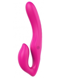 Ярко-розовый безремневой страпон REMOTE DOUBLE DIPPER - 22 см. - Dream Toys - купить с доставкой в Сочи