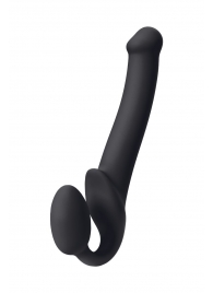 Черный безремневой страпон Silicone Bendable Strap-On M - Strap-on-me - купить с доставкой в Сочи