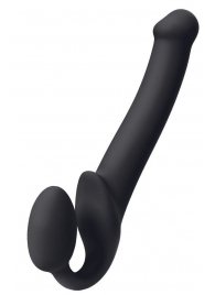 Черный безремневой страпон Silicone Bendable Strap-On M - Strap-on-me - купить с доставкой в Сочи