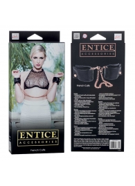 Черные мягкие наручники Entice French Cuffs с цепью - California Exotic Novelties - купить с доставкой в Сочи