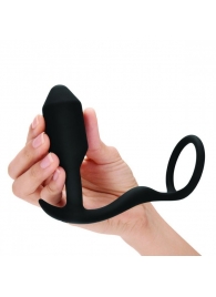 Черное эрекционное кольцо с анальным плагом Snug   Tug - b-Vibe - в Сочи купить с доставкой