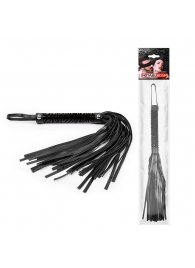 Черная гладкая плеть-флоггер с ручкой - 40 см. - Notabu - купить с доставкой в Сочи