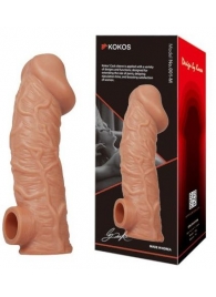 Телесная насадка на фаллос с отверстием для мошонки EXTREME SLEEVE - 17,6 см. - KOKOS - в Сочи купить с доставкой