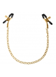 Чёрные с золотом зажимы на соски Gold Chain Nipple Clamps - Pipedream - купить с доставкой в Сочи