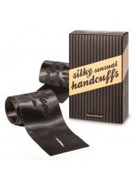 Черные ленты для связывания SILKY SENSUAL HANDCUFFS - Bijoux Indiscrets - купить с доставкой в Сочи