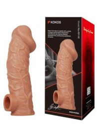 Телесная насадка на фаллос с фиксацией мошонки EXTREME SLEEVE - 15,6 см. - KOKOS - в Сочи купить с доставкой