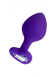 Фиолетовая анальная втулка Diamond Heart с прозрачным кристаллом - 8 см. - ToyFa - купить с доставкой в Сочи