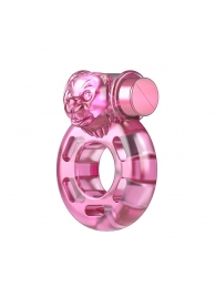 Розовое эрекционное кольцо с вибрацией Pink Bear - Baile - в Сочи купить с доставкой