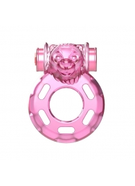Розовое эрекционное кольцо с вибрацией Pink Bear - Baile - в Сочи купить с доставкой