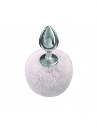 Серебристая анальная пробка с белым пушистым хвостиком Twinkle - Lola Games - купить с доставкой в Сочи