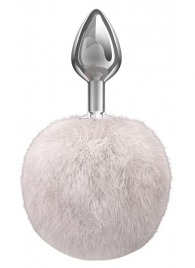 Серебристая анальная пробка с белым пушистым хвостиком Twinkle - Lola Games - купить с доставкой в Сочи