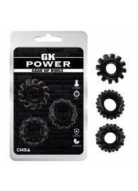 Набор из 3 черных эрекционных колец Gear Up Rings - Chisa - в Сочи купить с доставкой