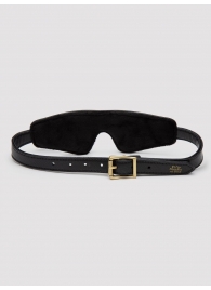 Черная плотная маска на глаза Bound to You Faux Leather Blindfold - Fifty Shades of Grey - купить с доставкой в Сочи