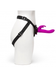 Лиловый страпон Rechargeable Vibrating Strap-On Harness Set - 17,6 см. - Happy Rabbit - купить с доставкой в Сочи