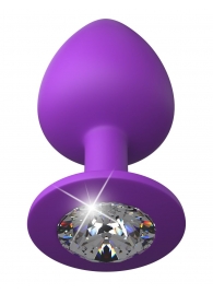 Фиолетовая анальная пробка со стразом Her Little Gem Large Plug - 9,5 см. - Pipedream - купить с доставкой в Сочи