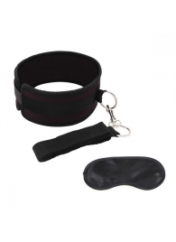 Черный ошейник с длинным поводком Collar and Leash Set - Lux Fetish - купить с доставкой в Сочи