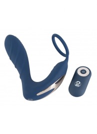 Синий вибростимулятор простаты с кольцом - 14,5 см. - Orion - в Сочи купить с доставкой